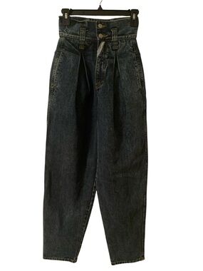 Jordache High-Rise Pleated Jeans - Black Wash